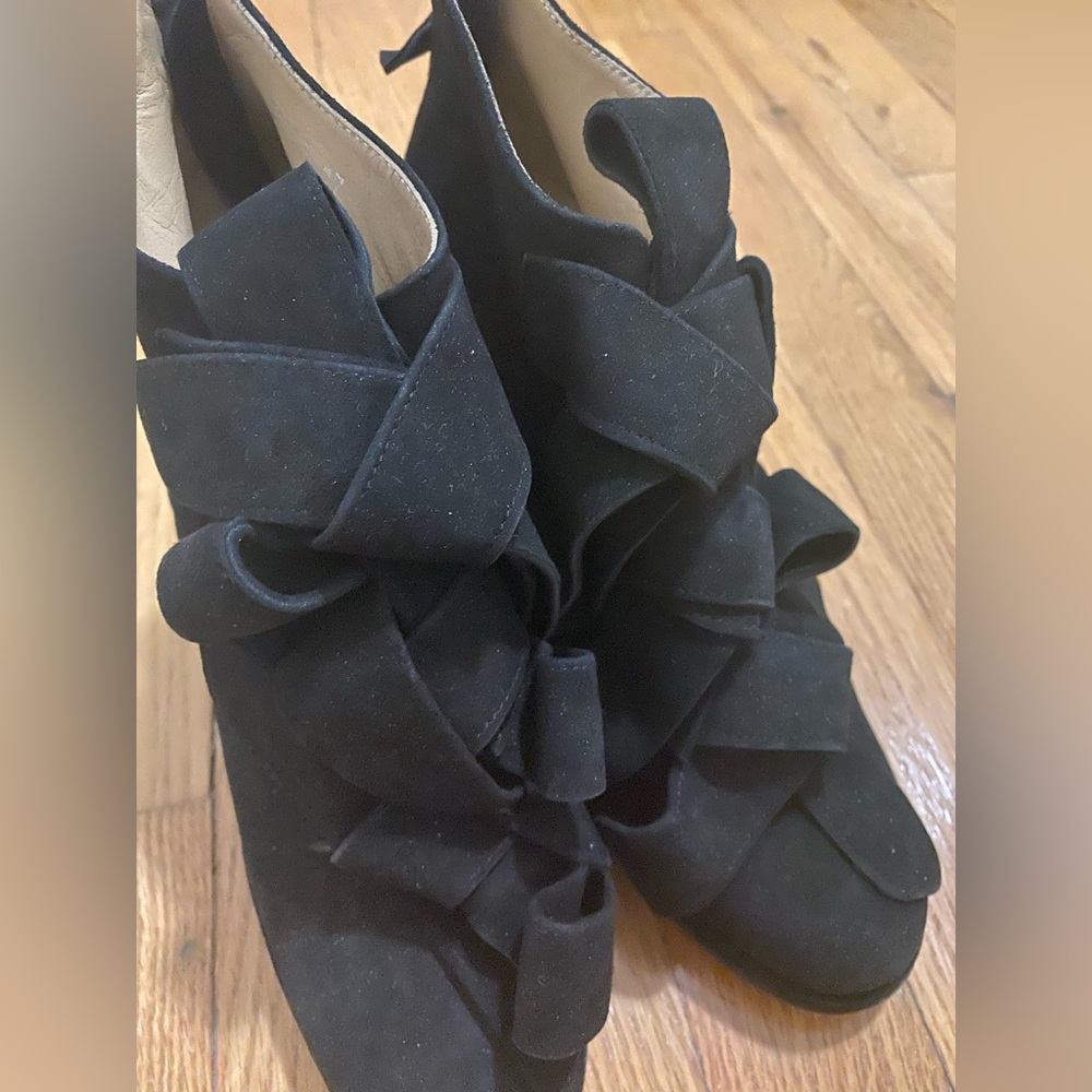 Opening Ceremony Black Bow Tie Booties Shoes 37 7 7.5 Suede